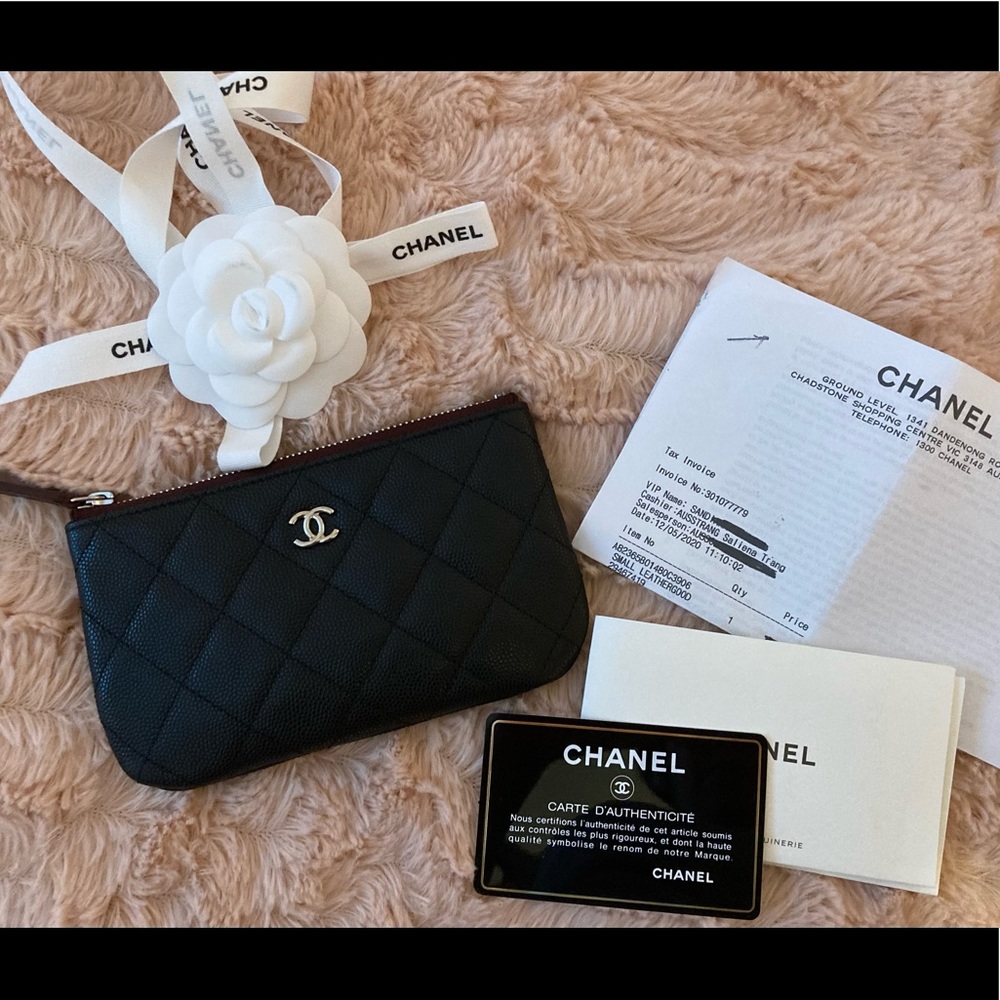 Chanel Black Silver Caviar Oh pouch/cosmetic case
